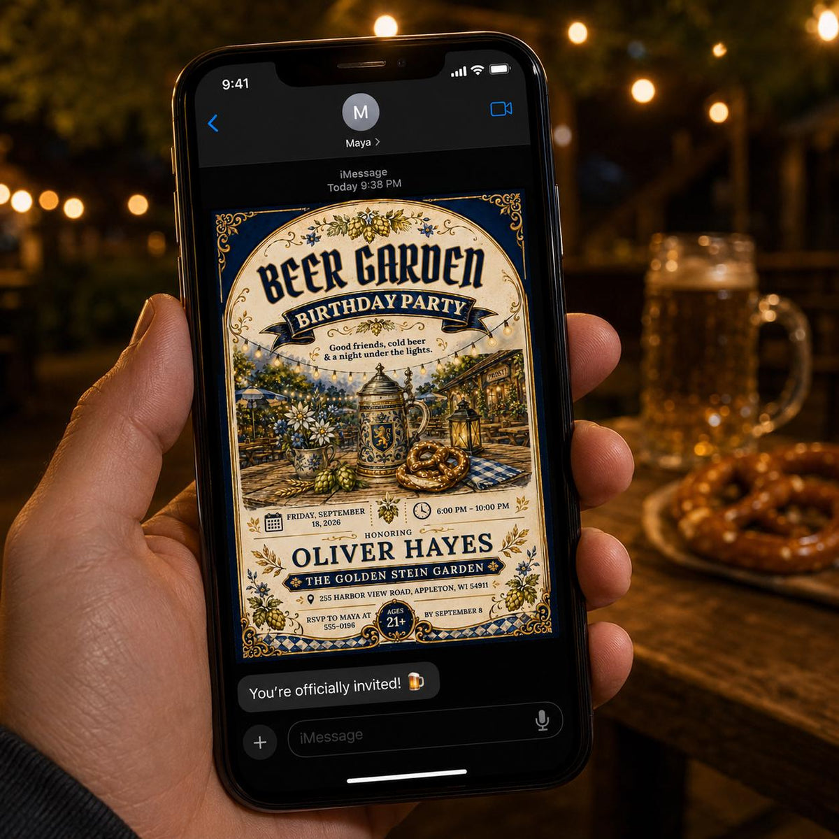 Rustic Beer Garden Birthday Invitation — invitation you personalize in Canva