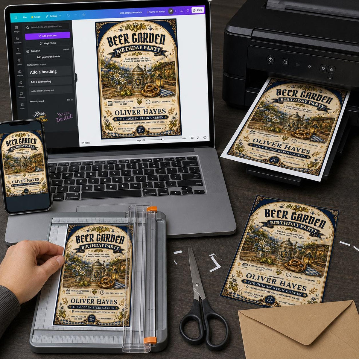 Rustic Beer Garden Birthday Invitation — digital invitation, instant download