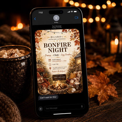 Rustic Bonfire Party Invitation — camping design