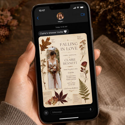 Rustic Botanical Fall Bridal Shower Invitation — invitation you personalize in Canva