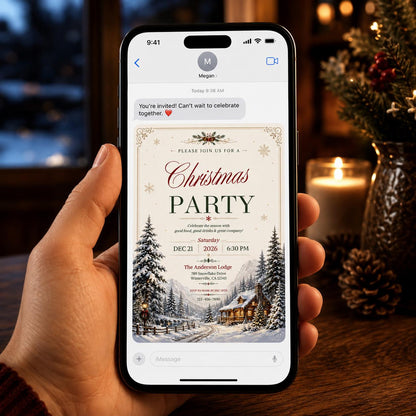 Rustic Christmas Party Invitation — invitation you personalize in Canva