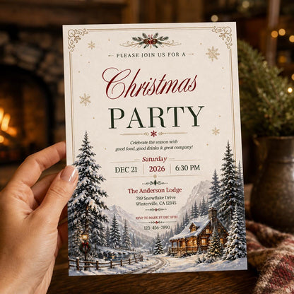 Rustic Christmas Party Invitation — print-ready Christmas celebration design from VoltBy