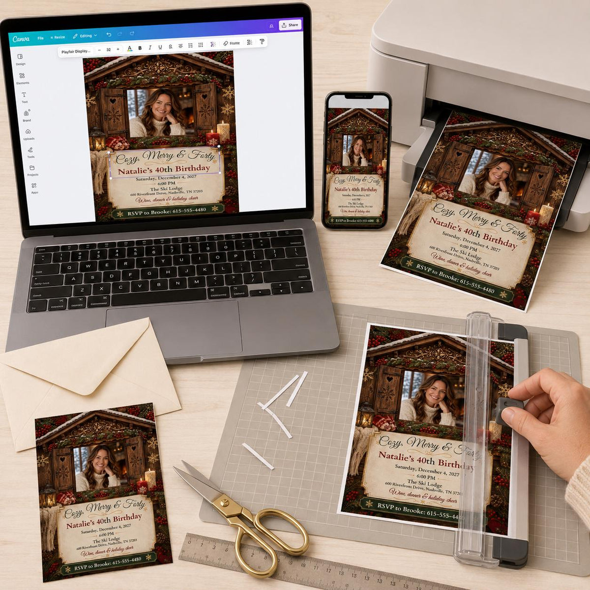 Rustic 40th Birthday Invitation — print-ready 40th birthday party design from VoltBy