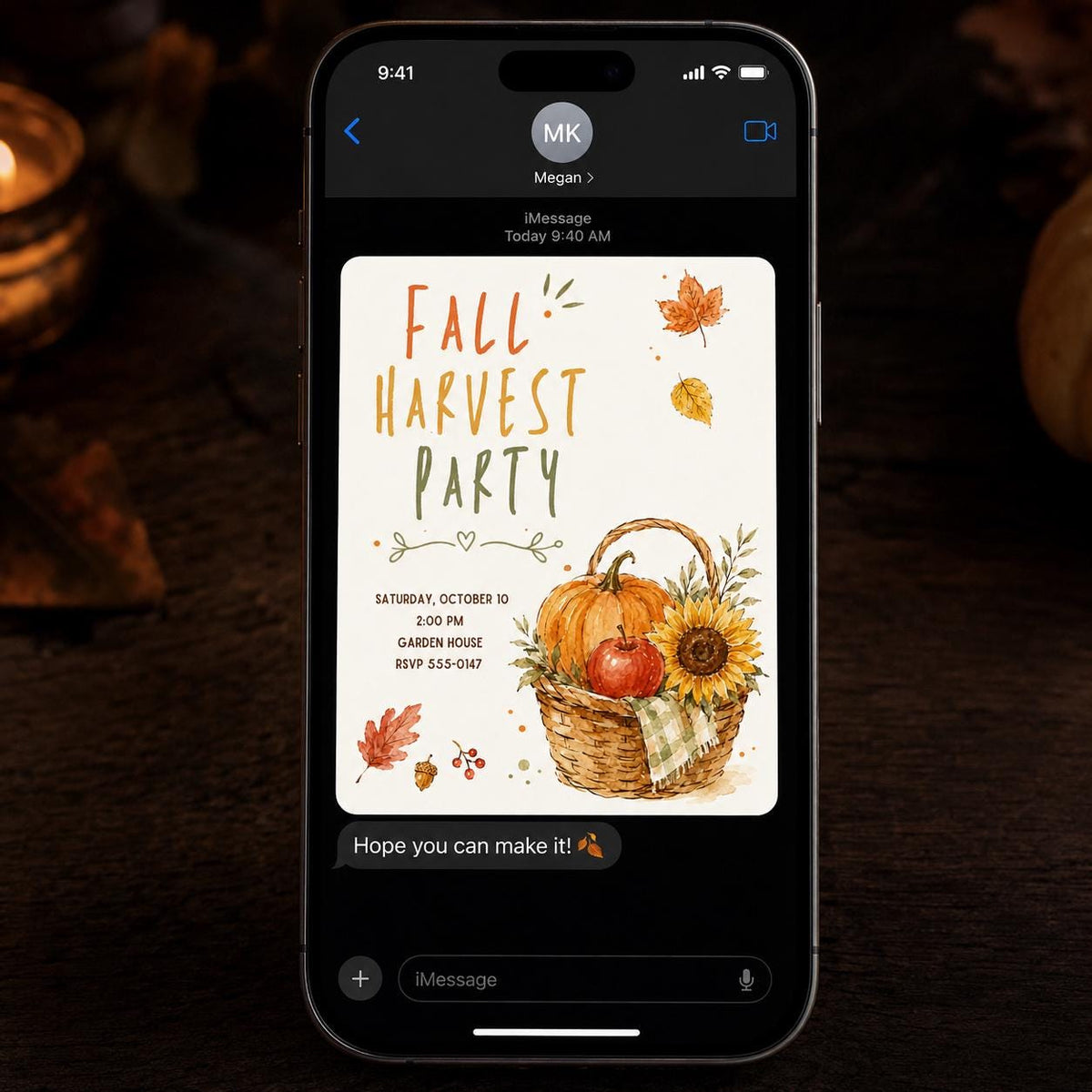 Rustic Fall Harvest Party Invitation — pumpkin design