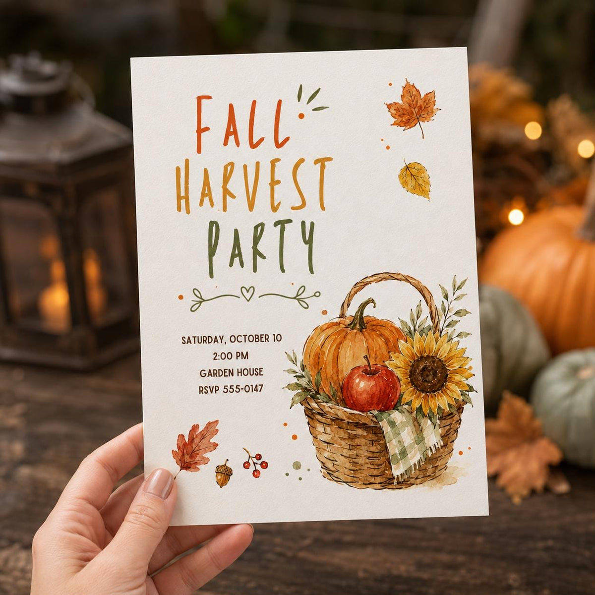 Rustic Fall Harvest Party Invitation — invitation you personalize in Canva