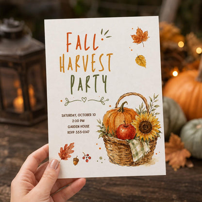 Rustic Fall Harvest Party Invitation — invitation you personalize in Canva
