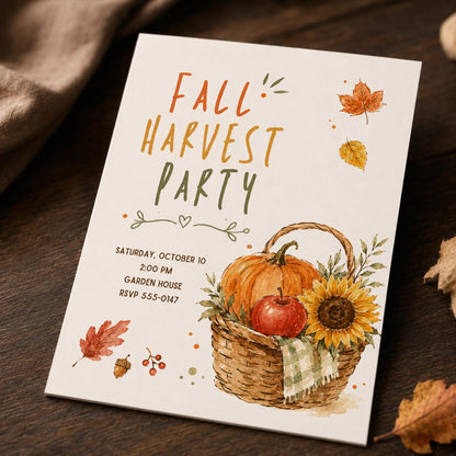 Rustic Fall Harvest Party Invitation — digital invitation, instant download