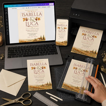 Rustic Fall Wedding Invitation: Autumn Vineyard Wedding — print-ready wedding design from VoltBy