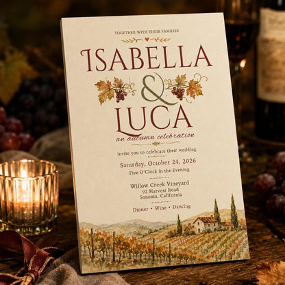 Rustic Fall Wedding Invitation: Autumn Vineyard Wedding — digital invitation, instant download