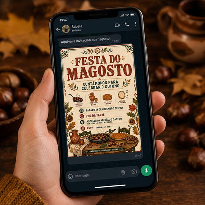 Rustic Festa do Magosto Invitation — invitation you personalize in Canva