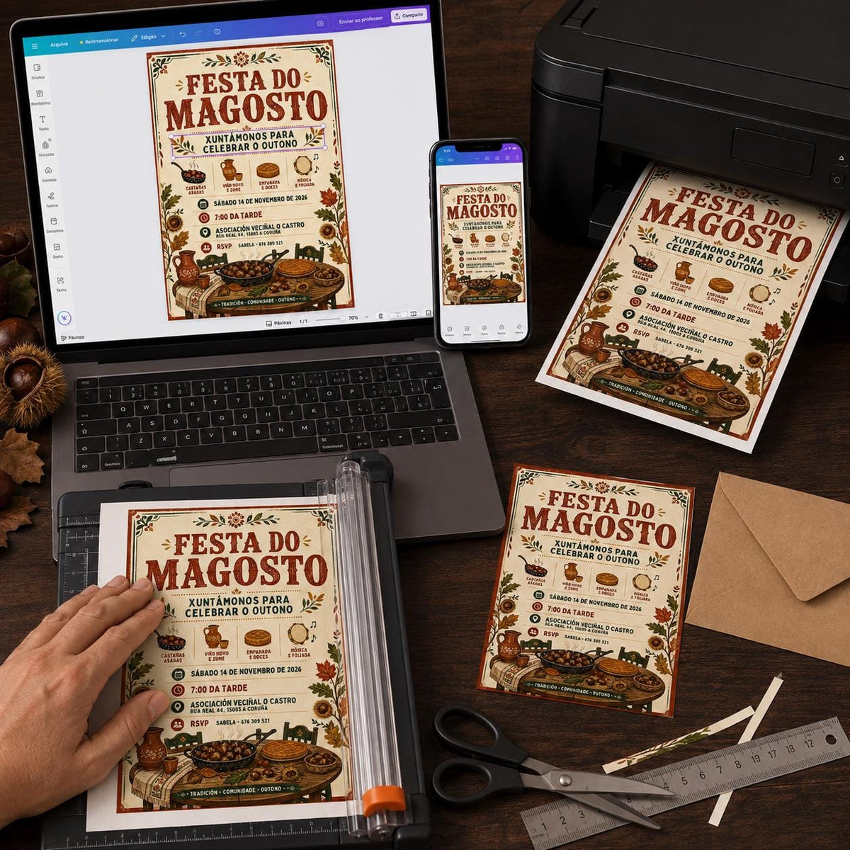 Rustic Festa do Magosto Invitation — digital invitation, instant download