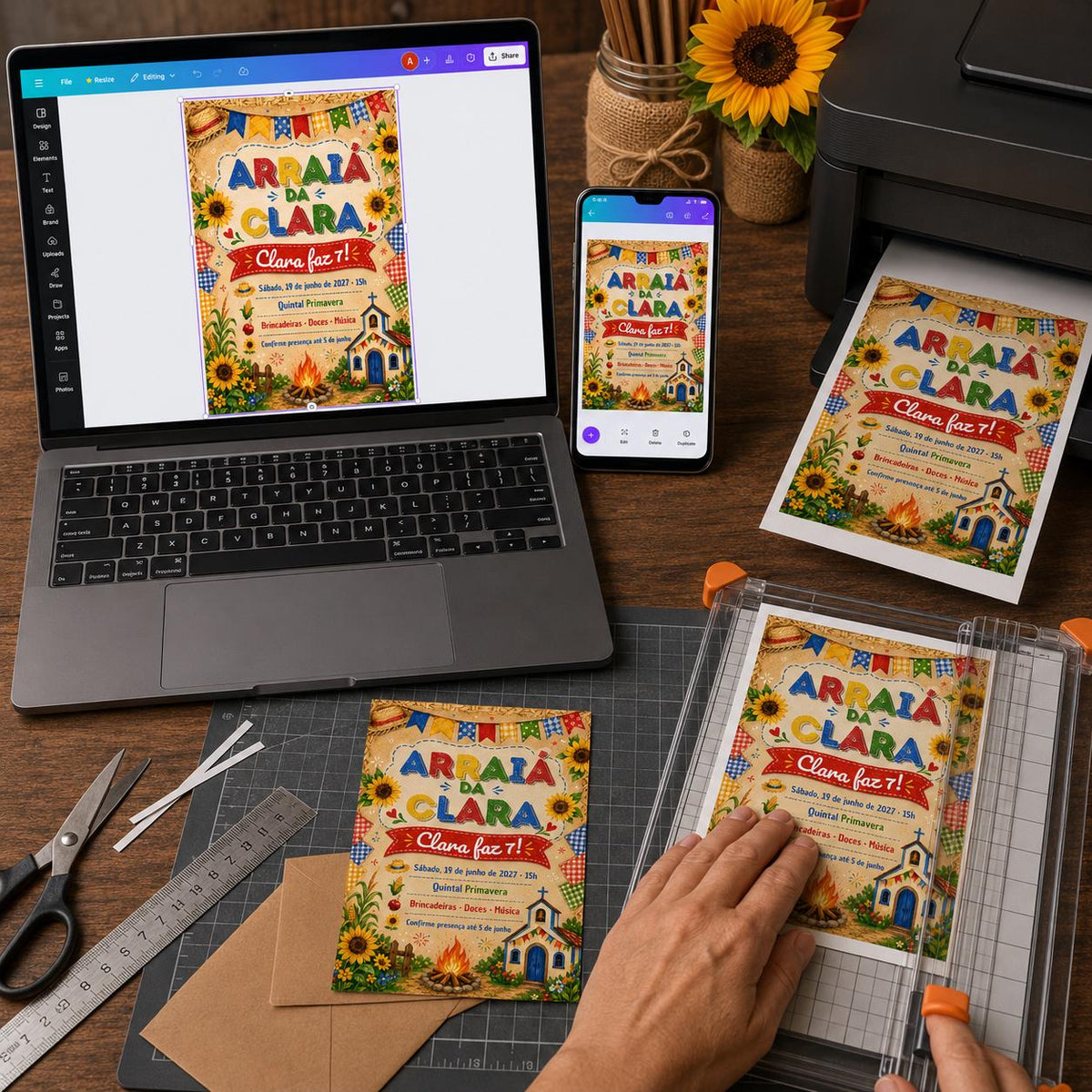 Rustic Festa Junina 7th Birthday Invitation — digital invitation, instant download