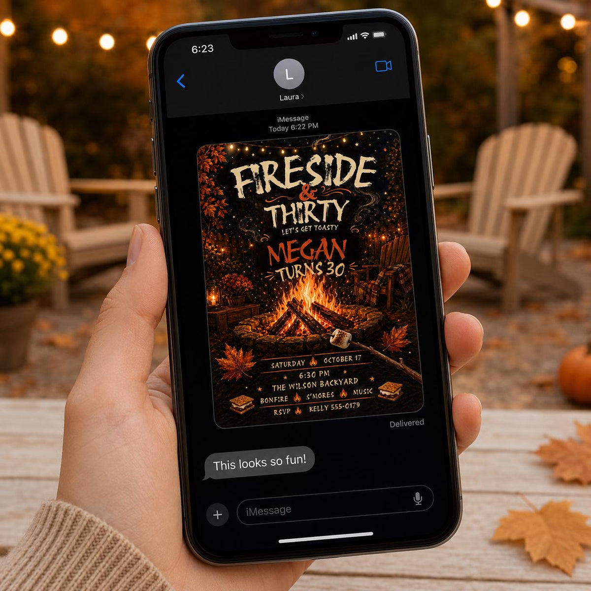 Rustic Fireside 30th Birthday Invitation — camping design