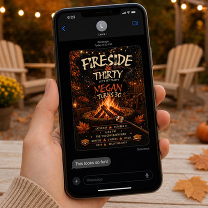 Rustic Fireside 30th Birthday Invitation — camping design