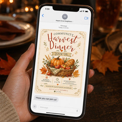 Rustic Harvest Dinner Invitation — invitation you personalize in Canva