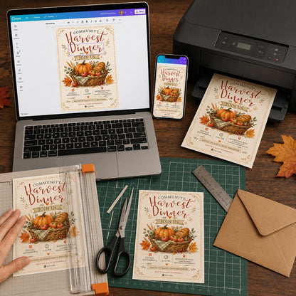 Rustic Harvest Dinner Invitation — digital invitation, instant download