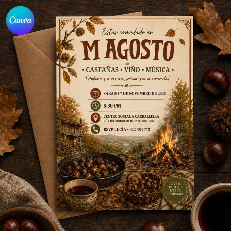 Rustic Invitación Magosto Invitation