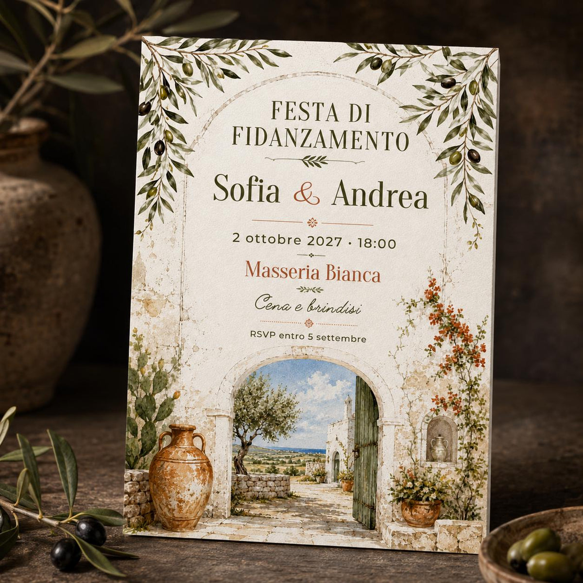 Rustic Italian Engagement Party Invitation — digital invitation, instant download