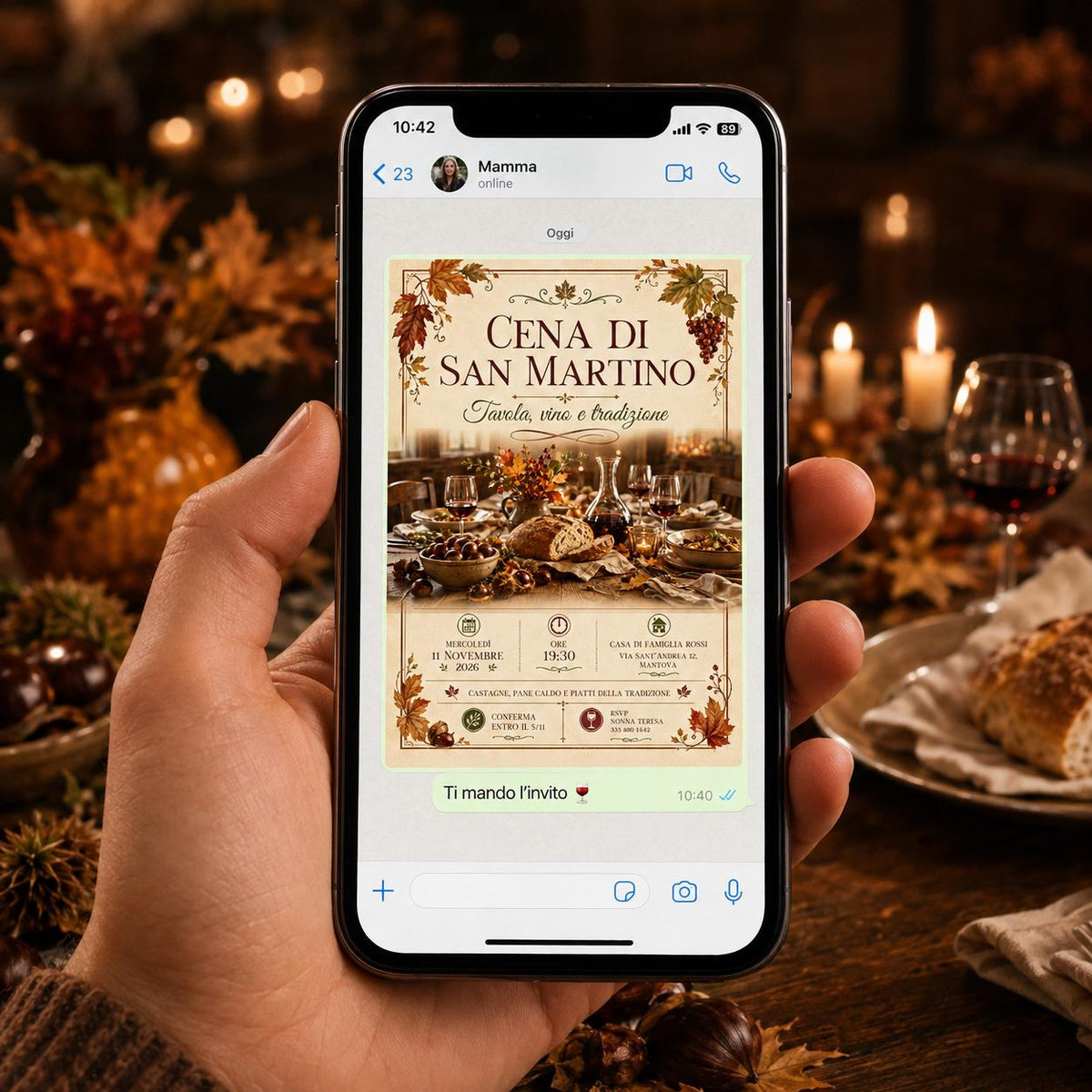 Rustic Italian San Martino Dinner Invitation — wine design