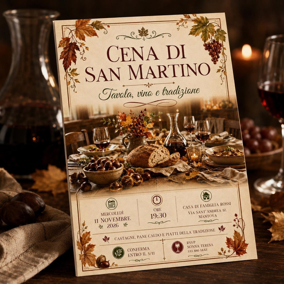 Rustic Italian San Martino Dinner Invitation — digital invitation, instant download