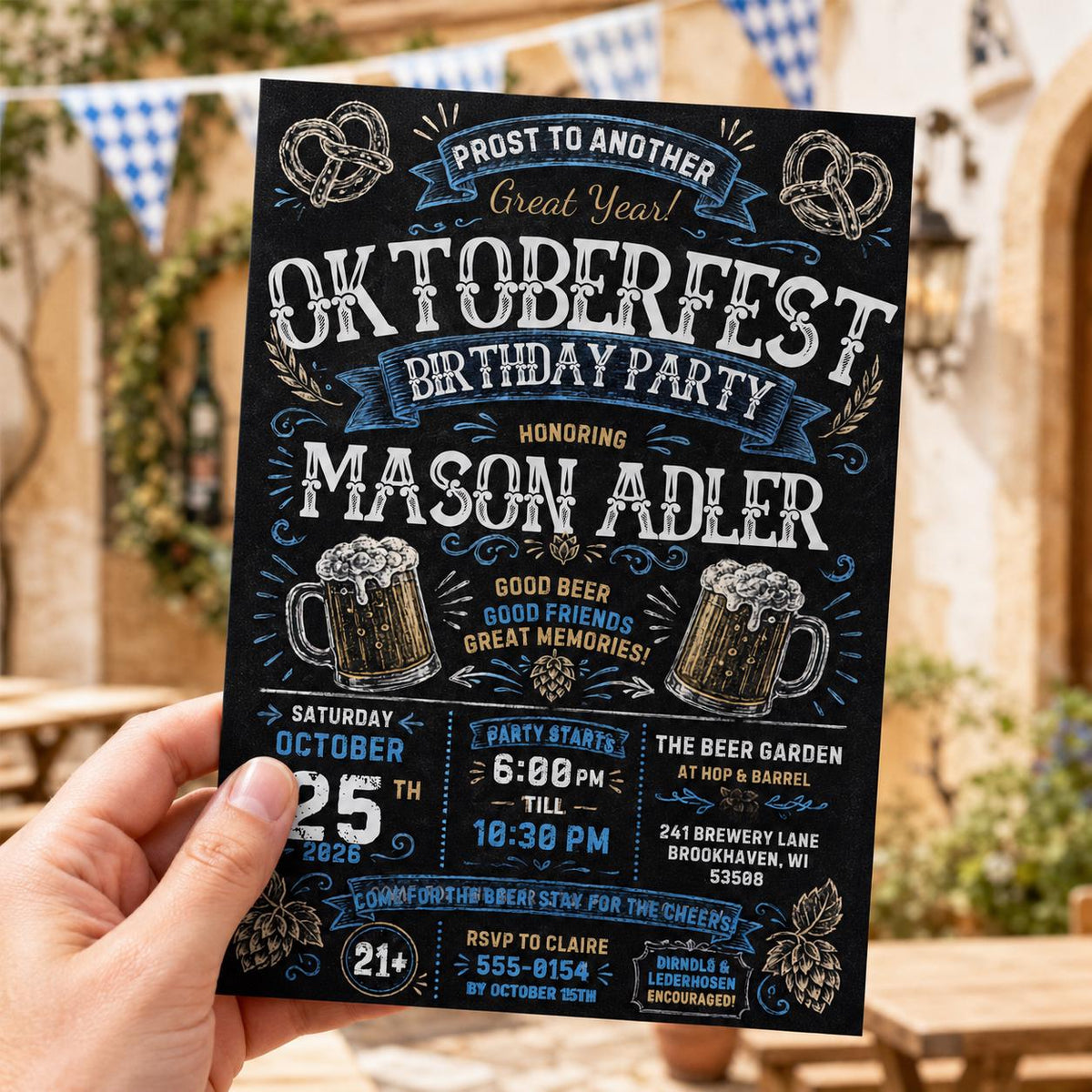 Rustic Oktoberfest Birthday Invitation — invitation you personalize in Canva