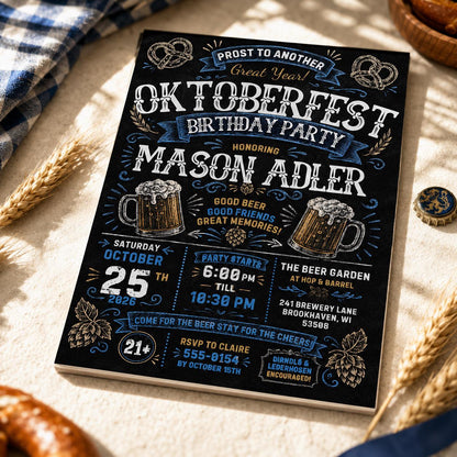 Rustic Oktoberfest Birthday Invitation — digital invitation, instant download