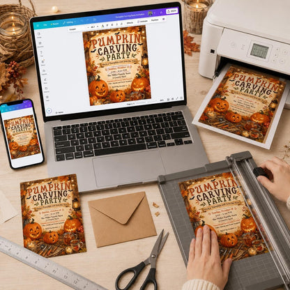Rustic Pumpkin Carving Party Invitation: Rustic Fall Halloween — harvest design