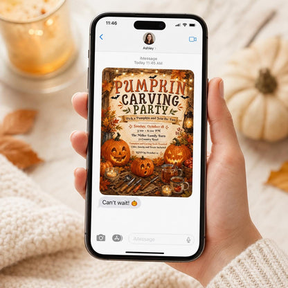 Rustic Pumpkin Carving Party Invitation: Rustic Fall Halloween — print-ready Halloween party design from VoltBy