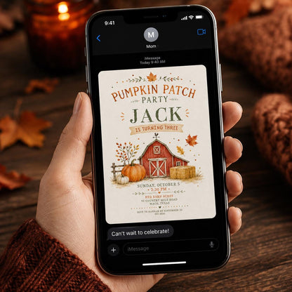 Rustic Pumpkin Patch 3rd Birthday Invitation — invitation you personalize in Canva