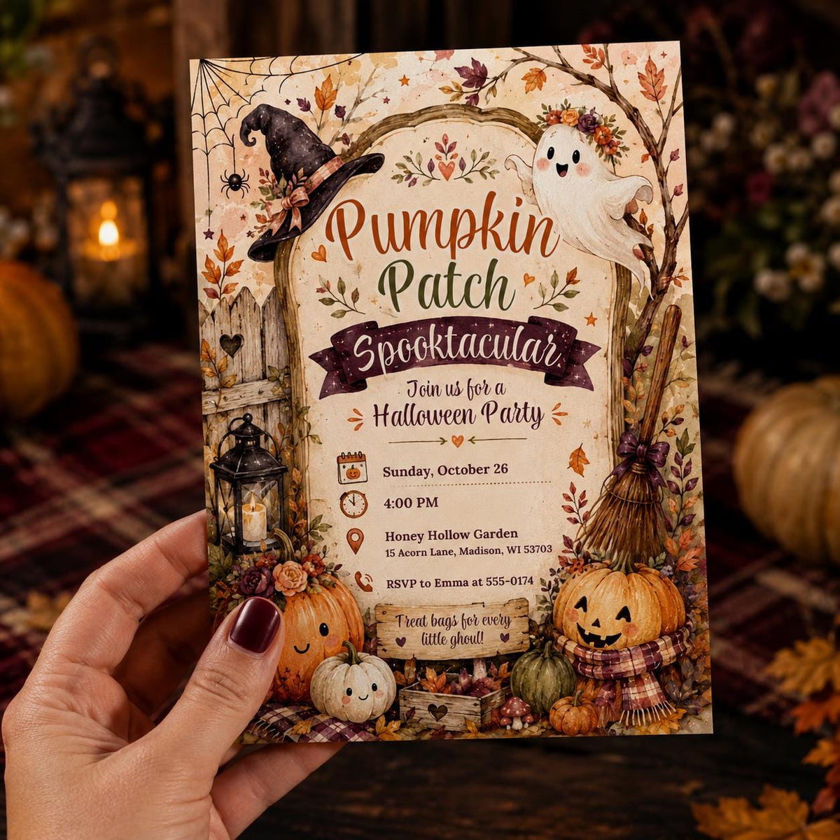 Rustic Pumpkin Patch Halloween Invitation — invitation you personalize in Canva