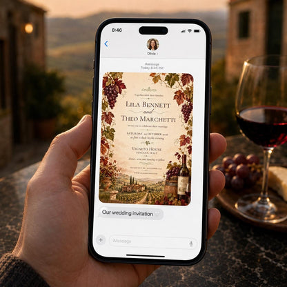 Rustic Tuscany Vineyard Wedding Invitation — digital invitation, instant download