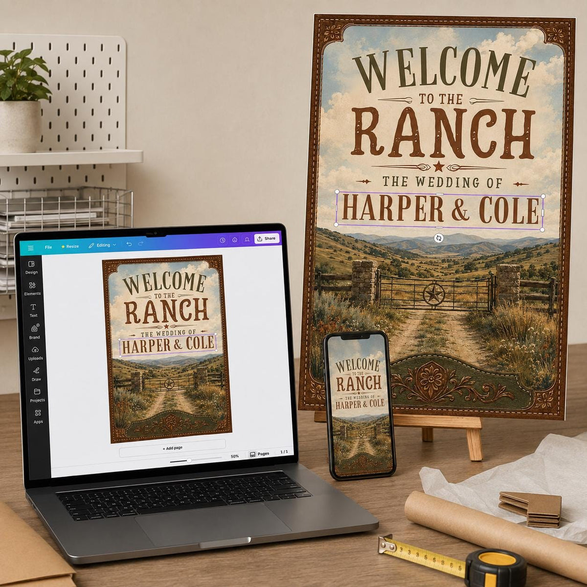 Rustic Western Ranch Wedding Welcome Sign — digital welcome sign, instant download