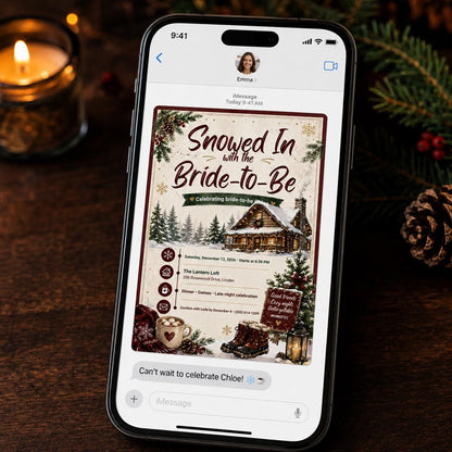 Rustic Winter Bridal Shower Invitation — invitation you personalize in Canva