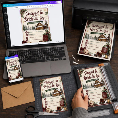 Rustic Winter Bridal Shower Invitation — digital invitation, instant download