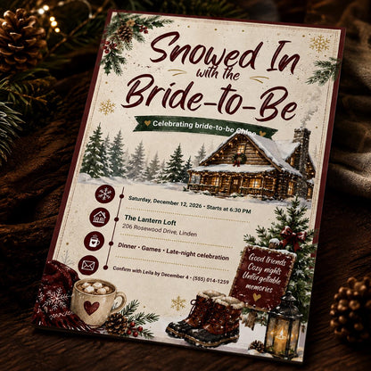 Rustic Winter Bridal Shower Invitation — bridal shower stationery by VoltBy