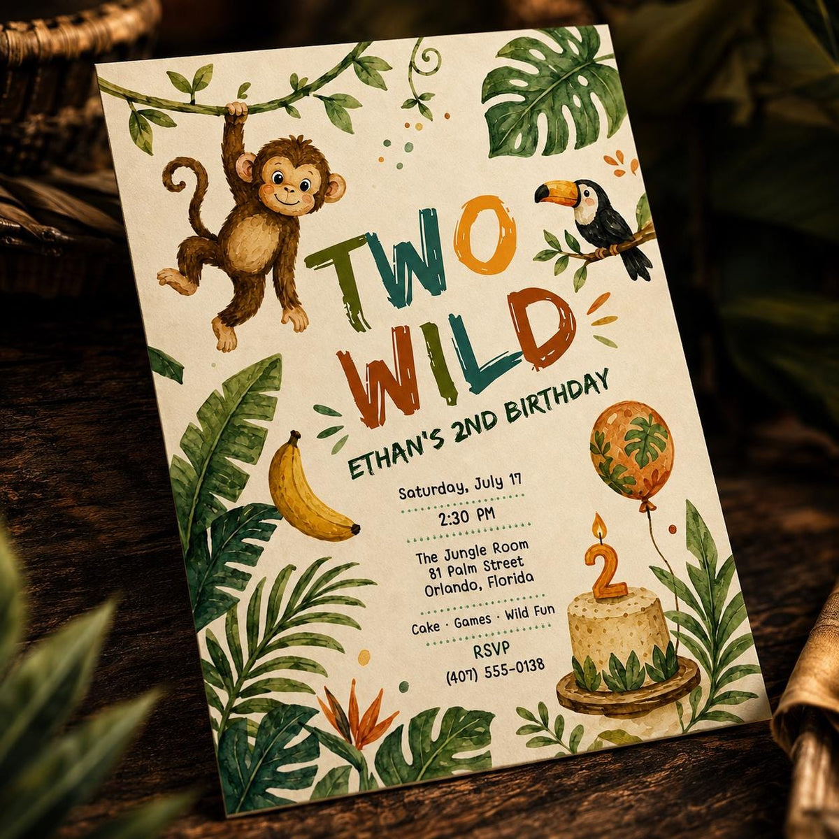 Safari Wild 2nd Birthday Invitation — 2nd birthday party stationery by VoltBy