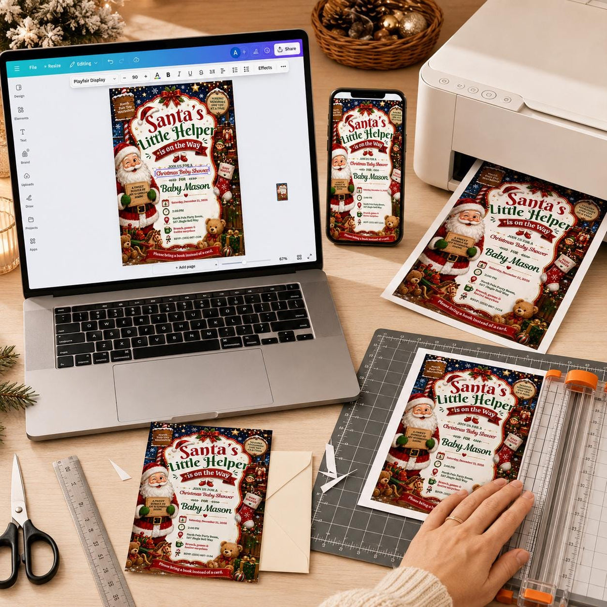Santa Baby Shower Invitation for Boys — digital invitation, instant download