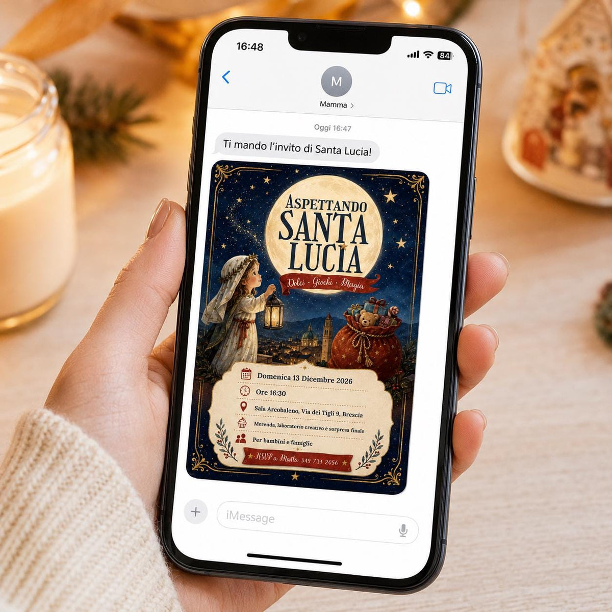 Santa Lucia Invitation: Italian Kids Christmas Event — invitation you personalize in Canva