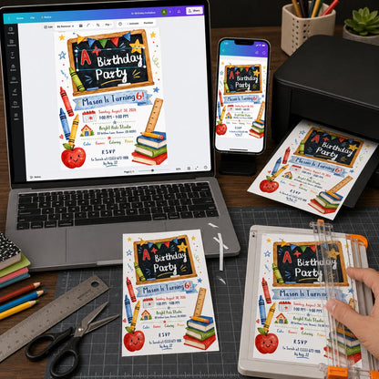 School 6th Birthday Invitation — invitation you personalize in Canva