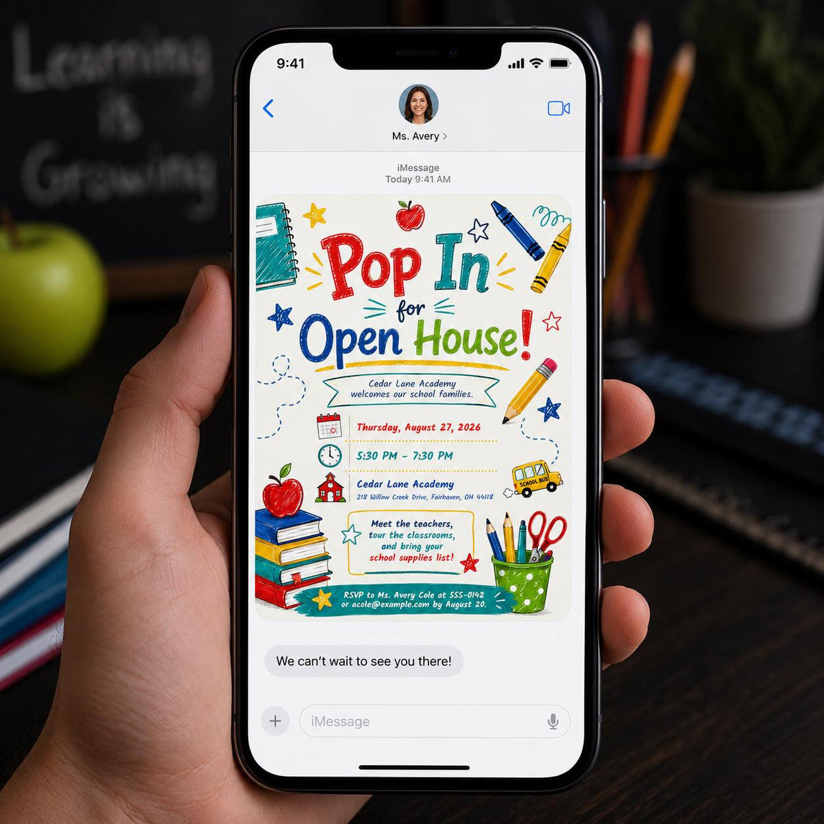 School Open House Invitation — digital invitation, instant download