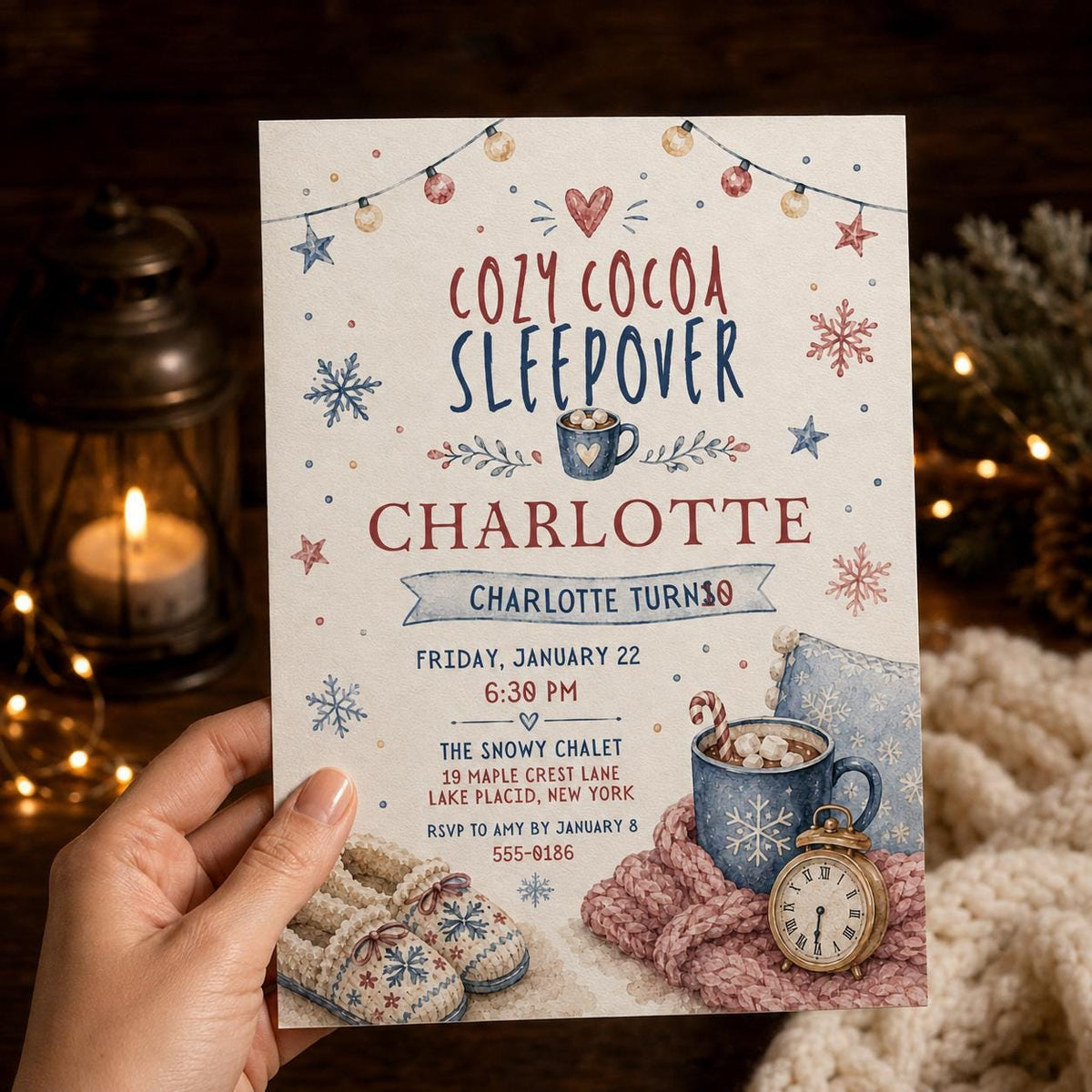 Sleepover 10th Birthday Invitation — print-ready 10th birthday party design from VoltBy