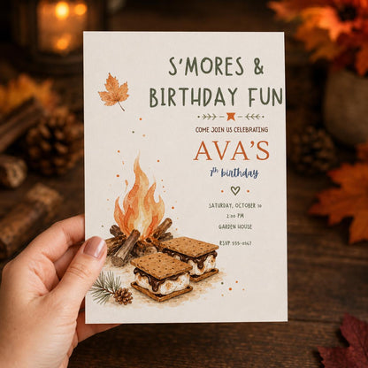 S'mores Birthday Invitation — invitation you personalize in Canva