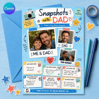 Snapshots with Dad Father's Day Photo Keepsake — keepsake printable you personalize in Canva