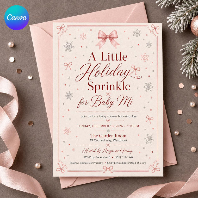 Snowflake Pink Winter Baby Shower Invitation for Girls