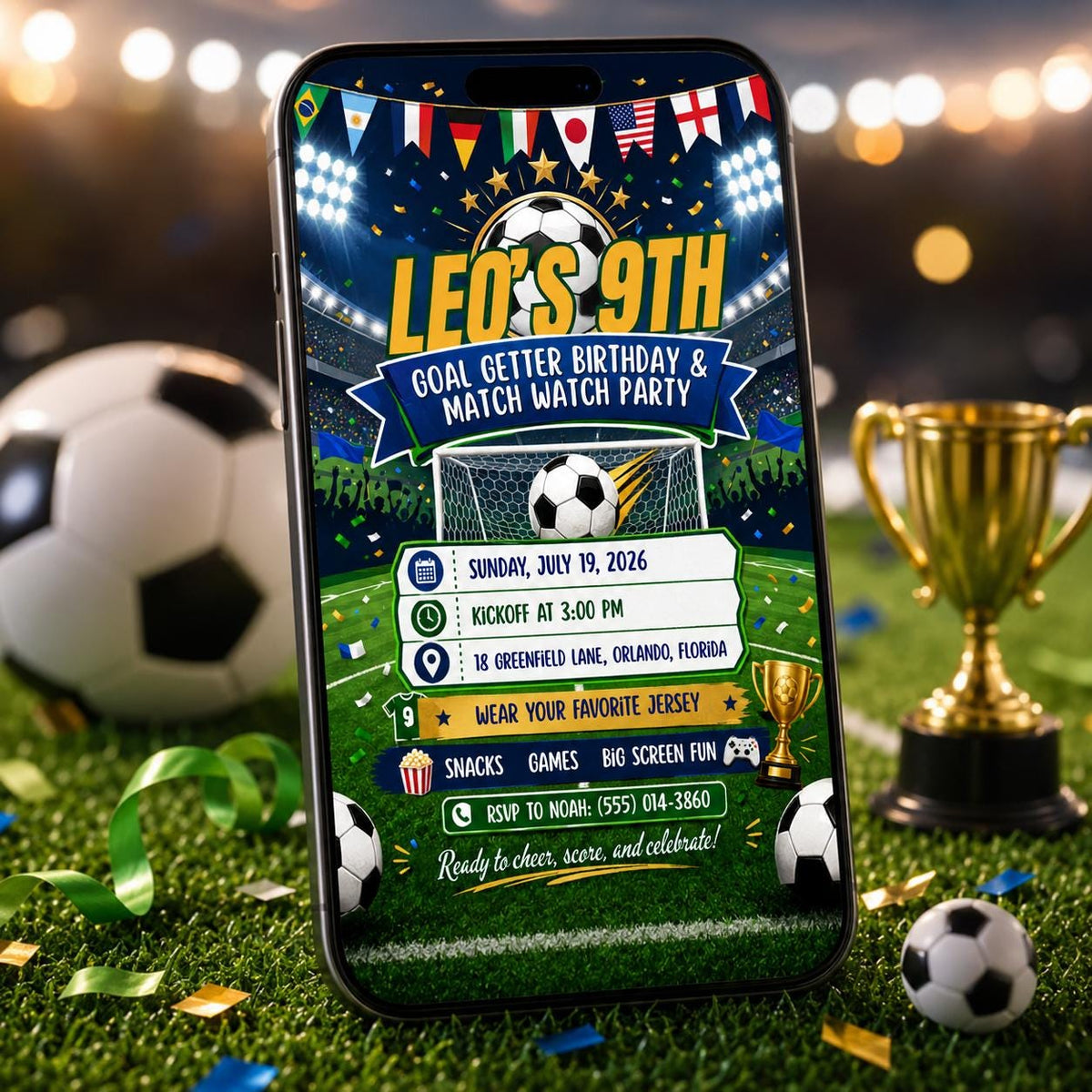 Soccer Birthday Invitation: Football Match Watch Party — digital invitation, instant download