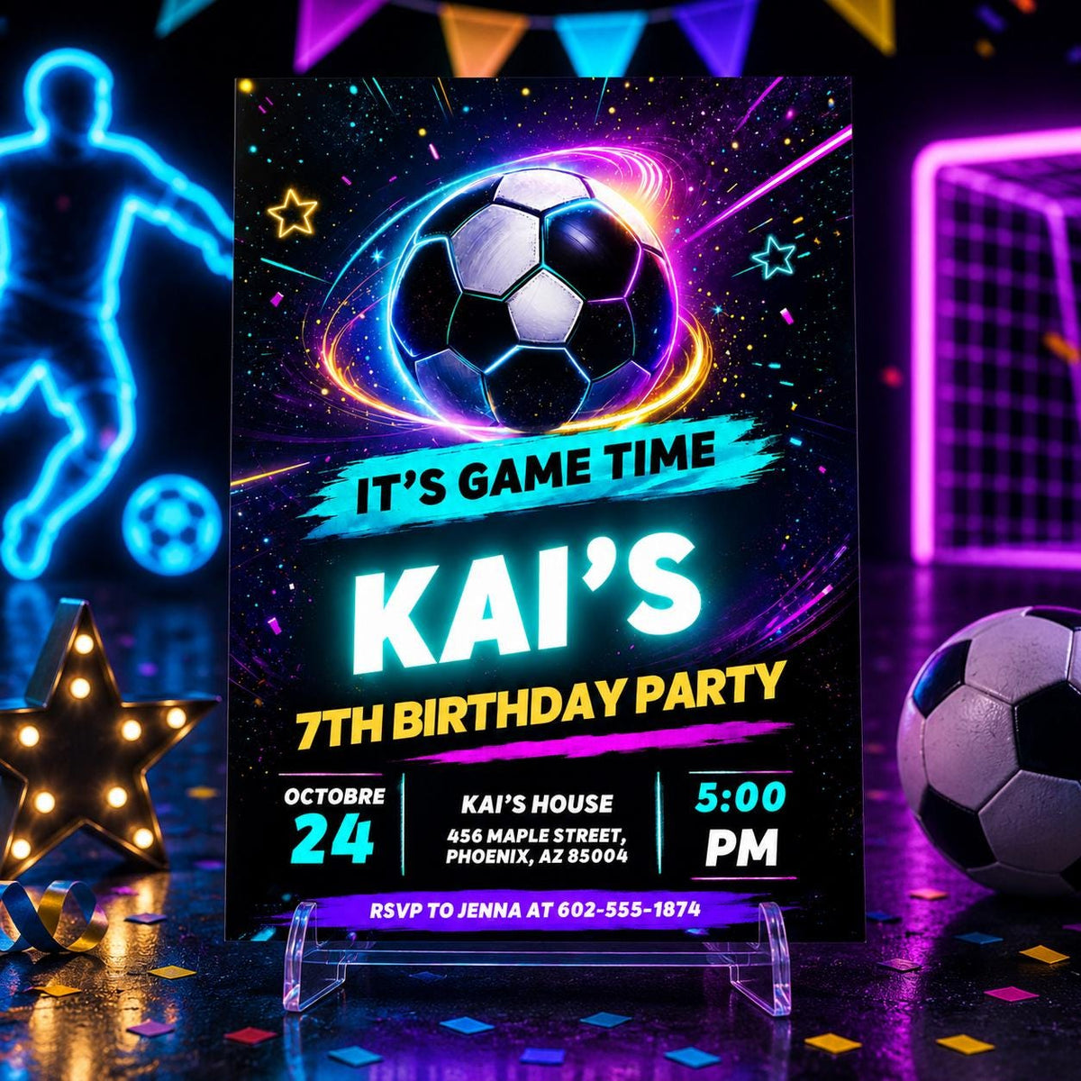 Soccer Birthday Invitation: Game Time for Boys — invitation you personalize in Canva