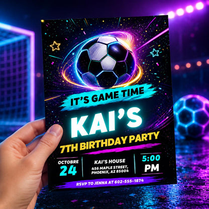 Soccer Birthday Invitation: Game Time for Boys — print-ready birthday party design from VoltBy