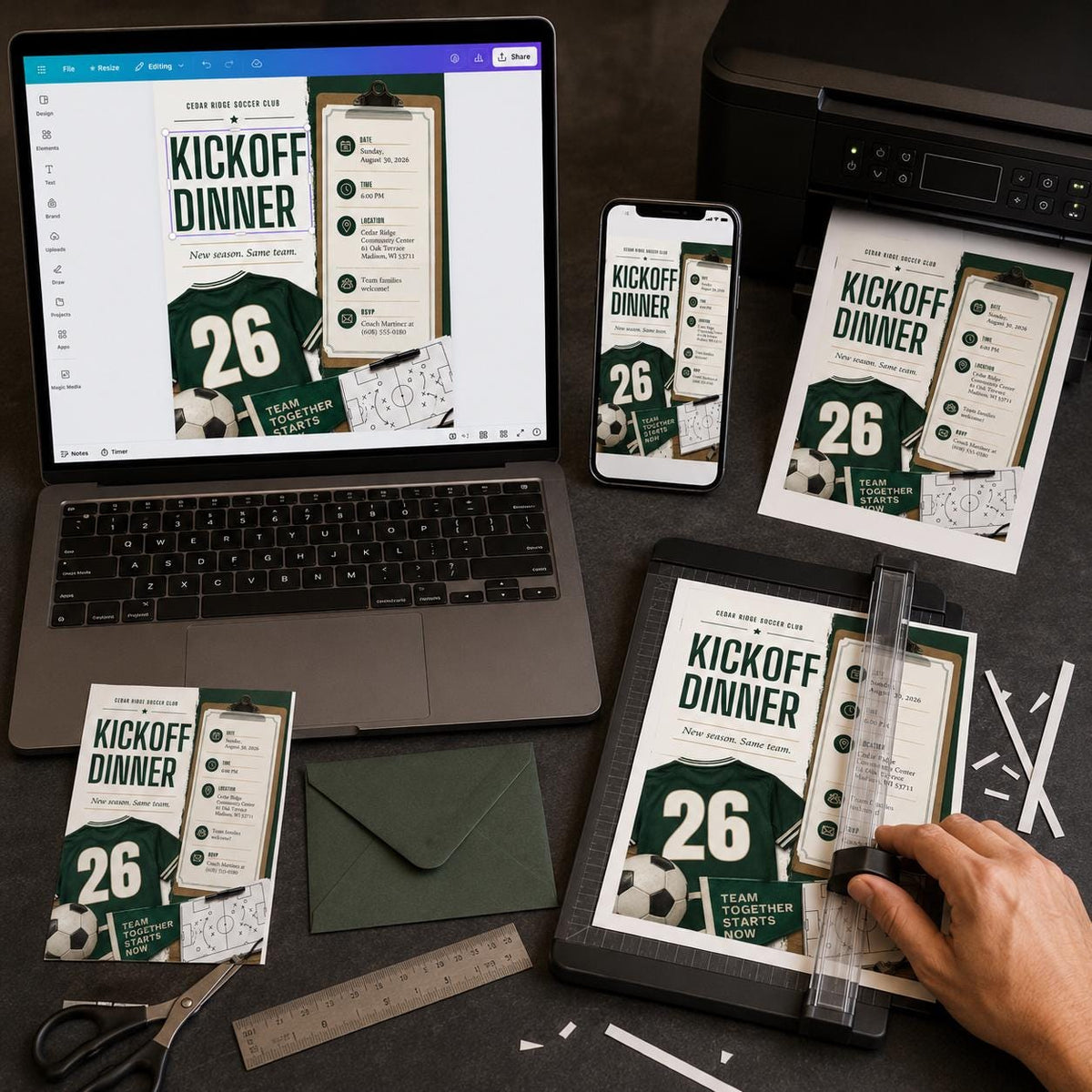 Soccer Team Dinner Invitation — print-ready dinner party design from VoltBy