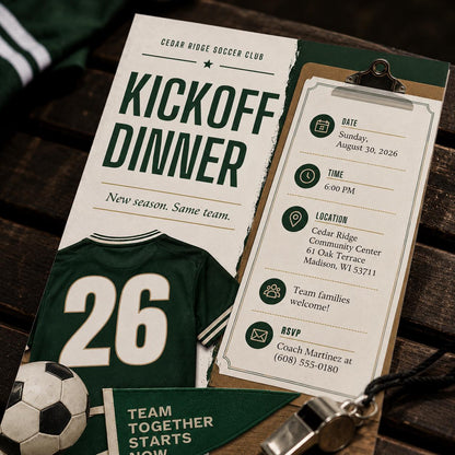 Soccer Team Dinner Invitation — digital invitation, instant download