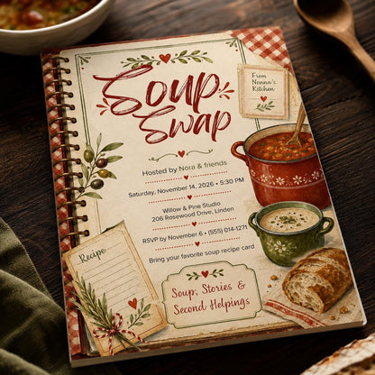 Soup Swap Invitation — invitation you personalize in Canva